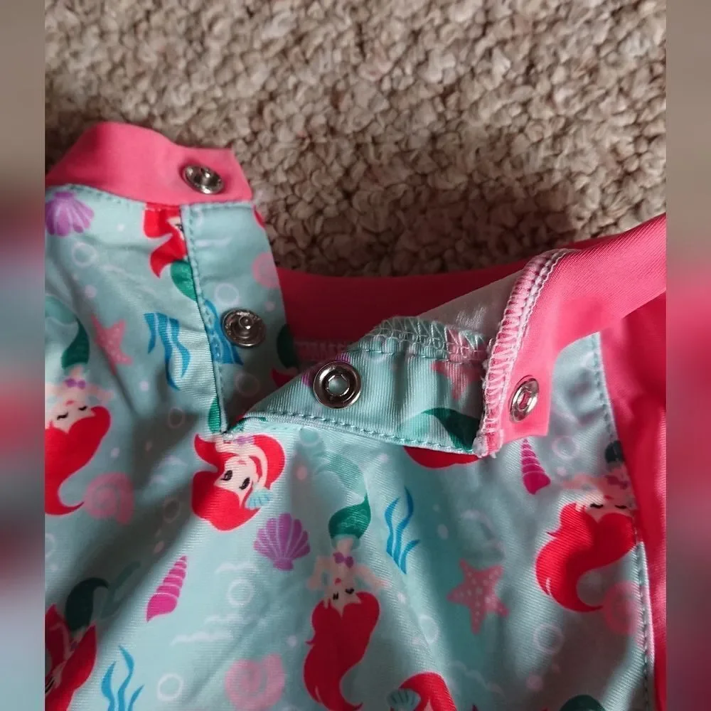 The Little Mermaid Baby Girl One-Piece Rash Guard Swimsuit size 12m